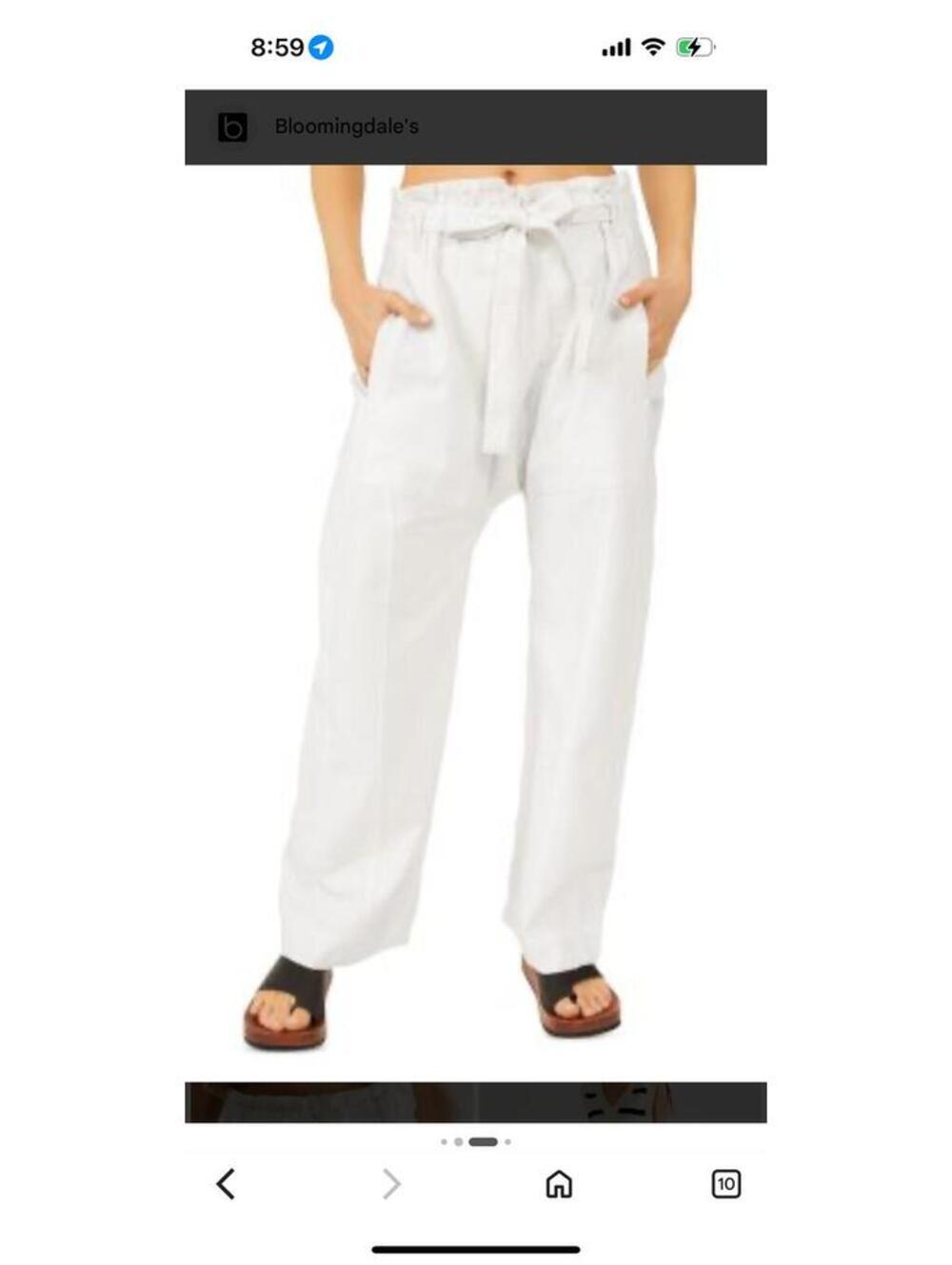Free People Cotton Linen Oversized Loose Sky Rider Cropped Tie waist Pant sz S - Picture 2 of 5